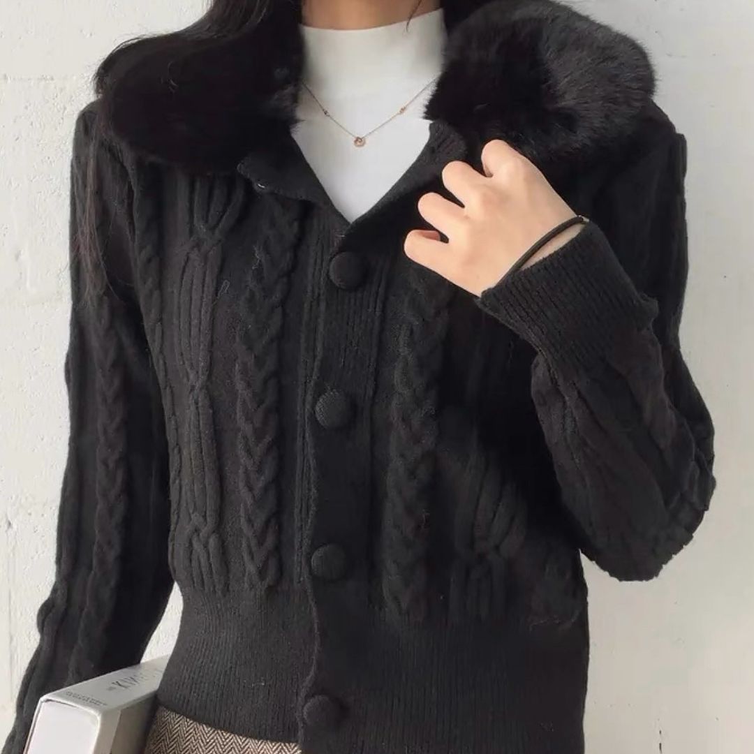 22YR1915 可拆毛毛領cardigan