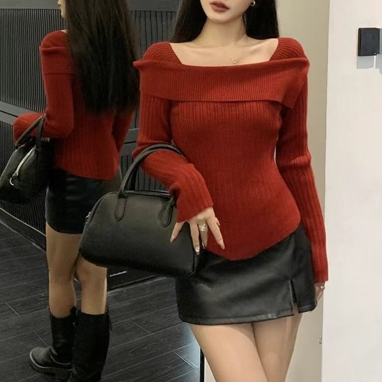 24YR2524 Off Shoulder Knit Top