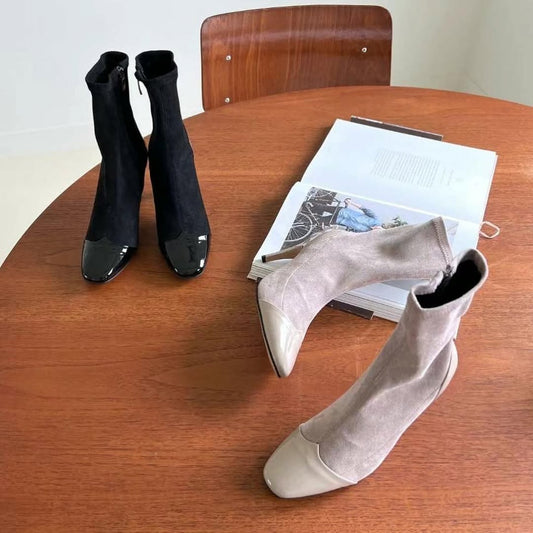 25YR0124 Two Tone Boot 7cm