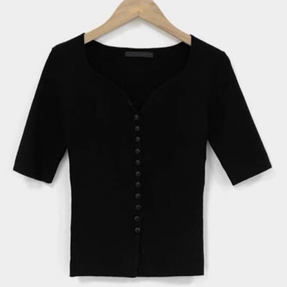 24YR0715 Little Heart Button Knit
