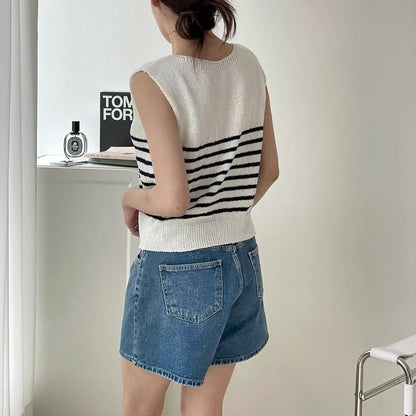 25YR1113 Stripe Knit Top