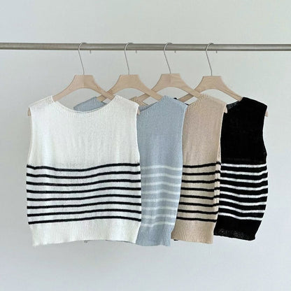 25YR1113 Stripe Knit Top
