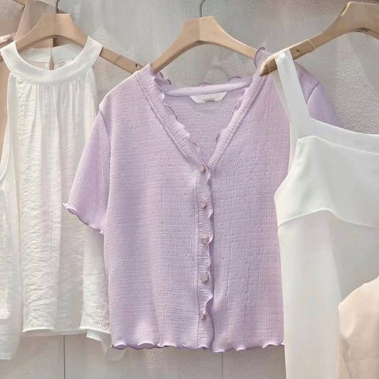 25YR1231 Ruffle Cardigan