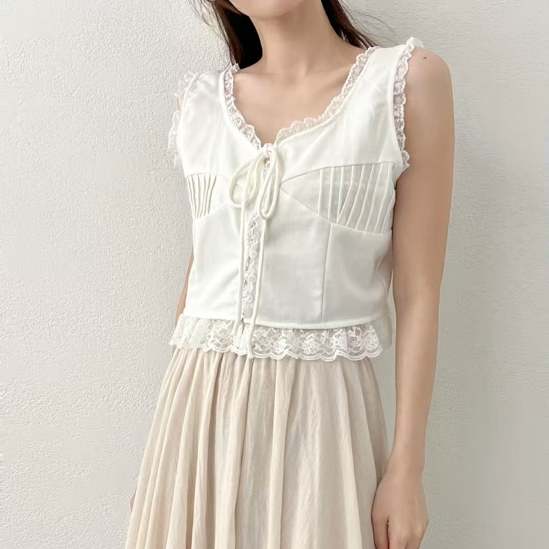 25YR1212 Ruffle Vest Blouse