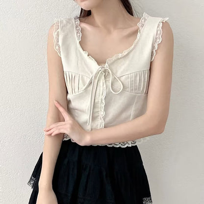 25YR1212 Ruffle Vest Blouse