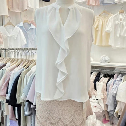 25YR1221 Ruffle Vest Blouse