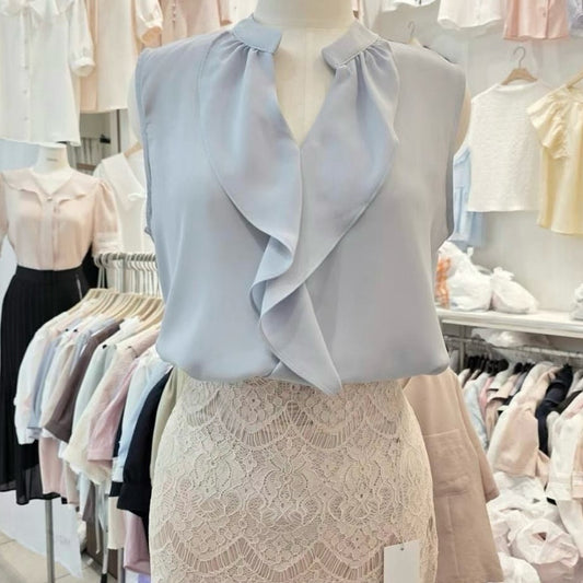 25YR1221 Ruffle Vest Blouse