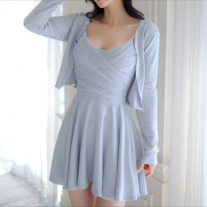 25YR1815 Cardigan Dress Set