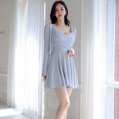 25YR1815 Cardigan Dress Set