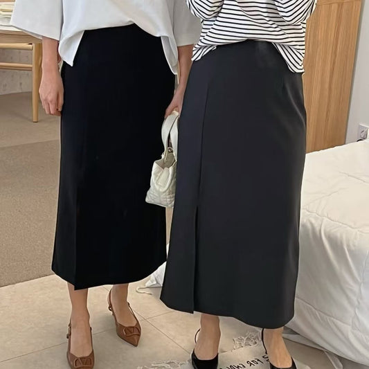 25YR2022 橡筋腰開叉半長裙