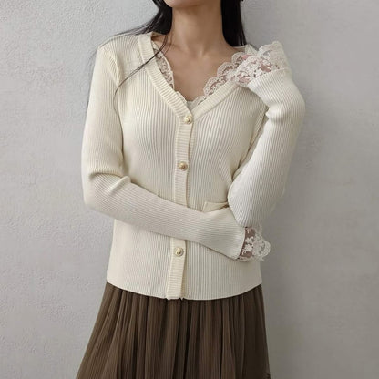 25YR0408 Lace Knit Cardigan Top