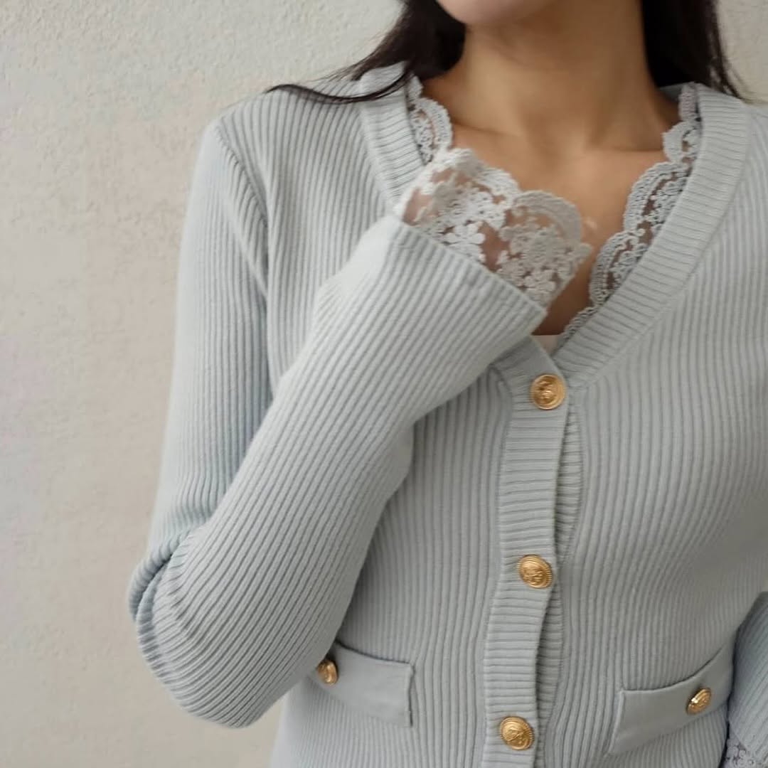 25YR0408 Lace Knit Cardigan Top