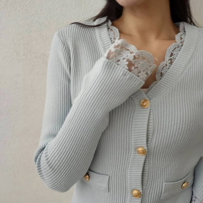 25YR0408 Lace Knit Cardigan Top