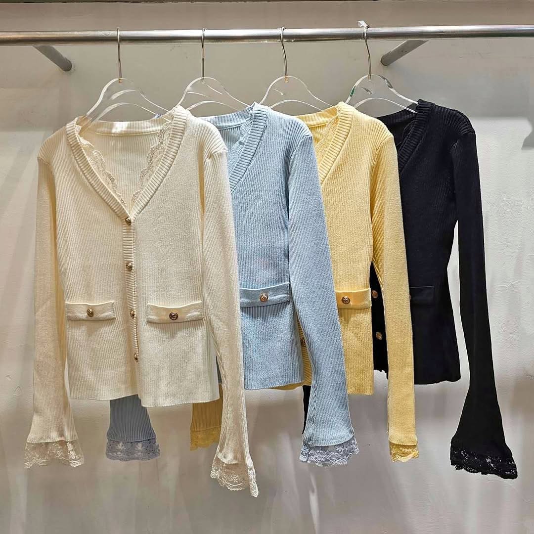 25YR0408 Lace Knit Cardigan Top