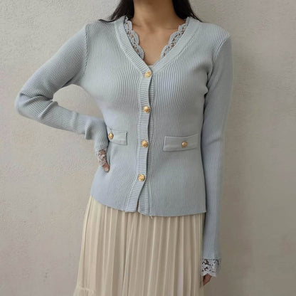 25YR0408 Lace Knit Cardigan Top