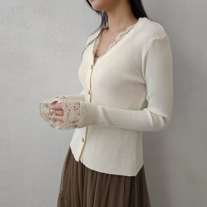 25YR0408 Lace Knit Cardigan Top