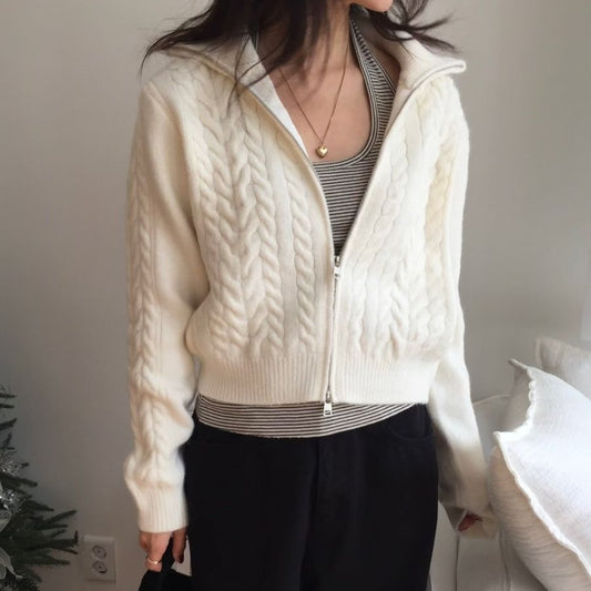 25YR2803 麻花Zip Cardigan