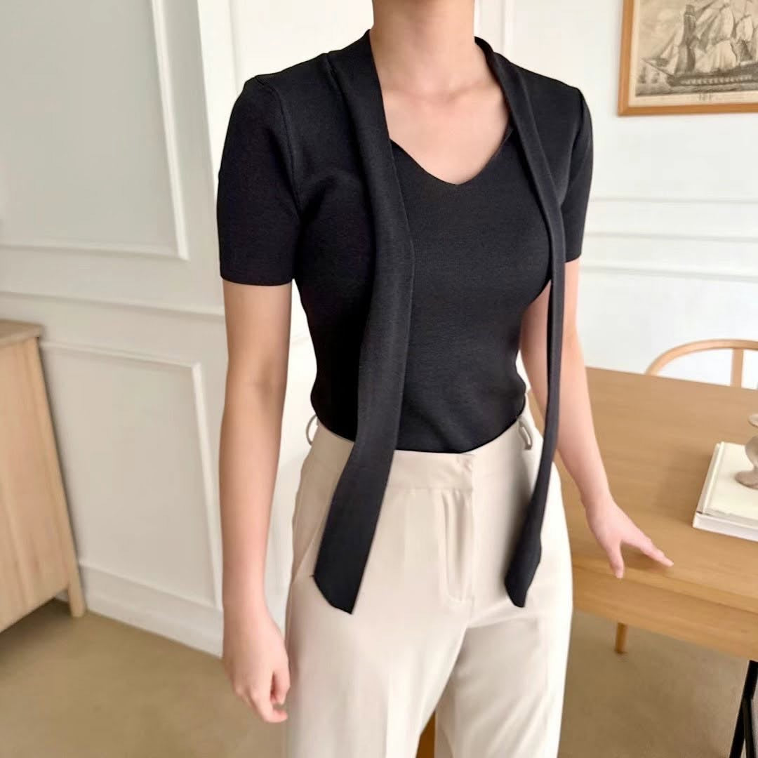 25YR1103 V Neck Knit Set