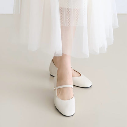 24YR1723 Pearl Mary Jane Shoes 1.5cm