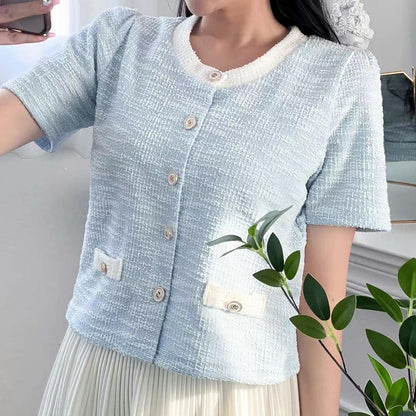 24YR1413 小香風拼色Cardigan