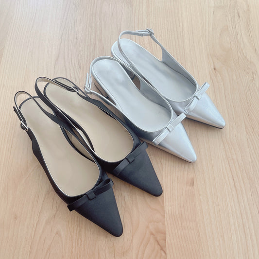 24YR0506 Ribbon Sling Back Shoes 4cm