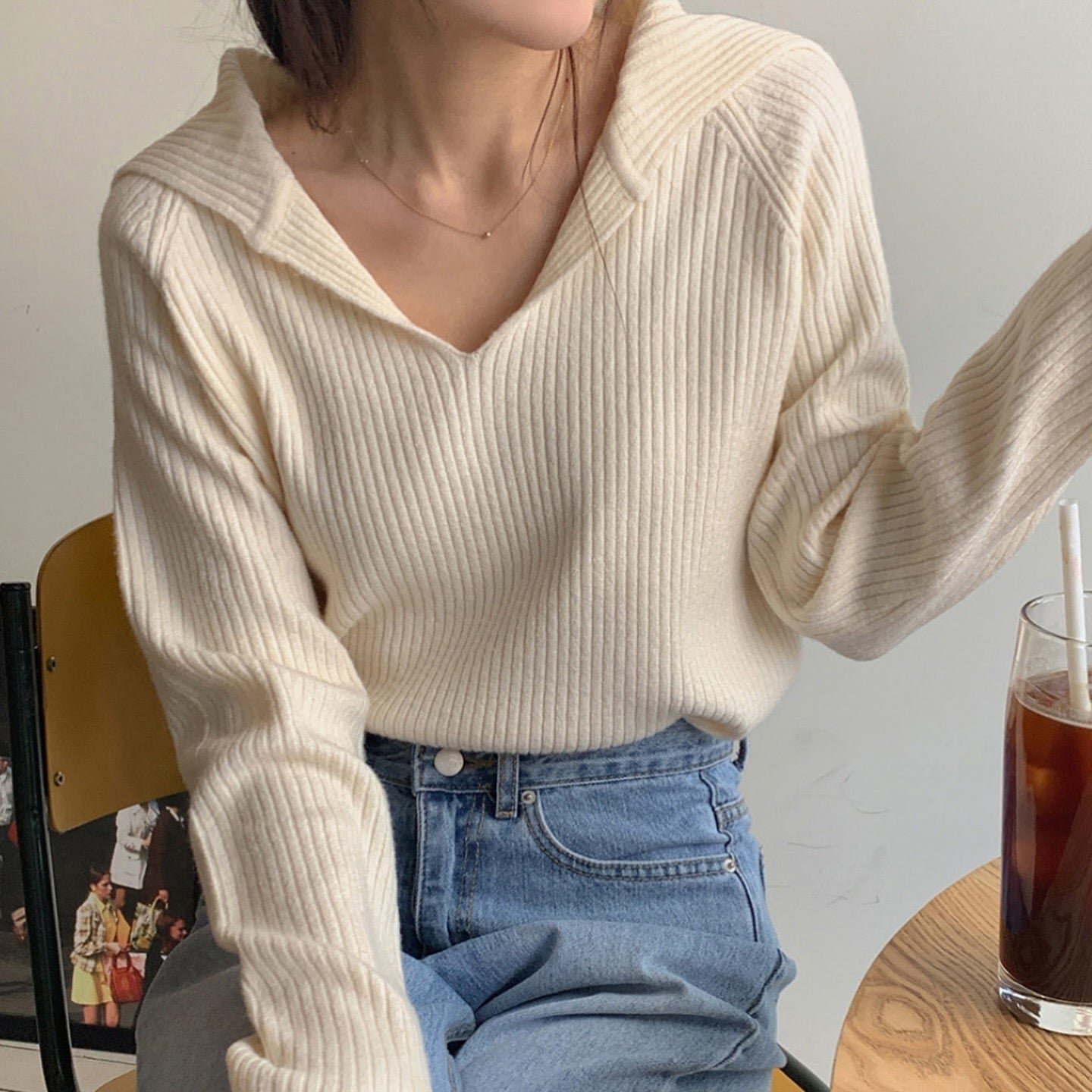 24YR2119 Polo Style Knit Top