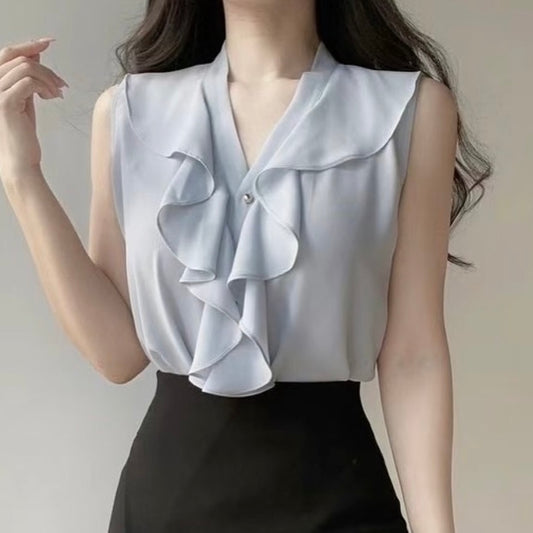 24YR1504 Ruffle Blouse Vest