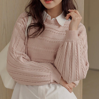 23YR0423 蝙蝠袖麻花 top