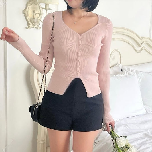 25YR0434 Button Knit Top