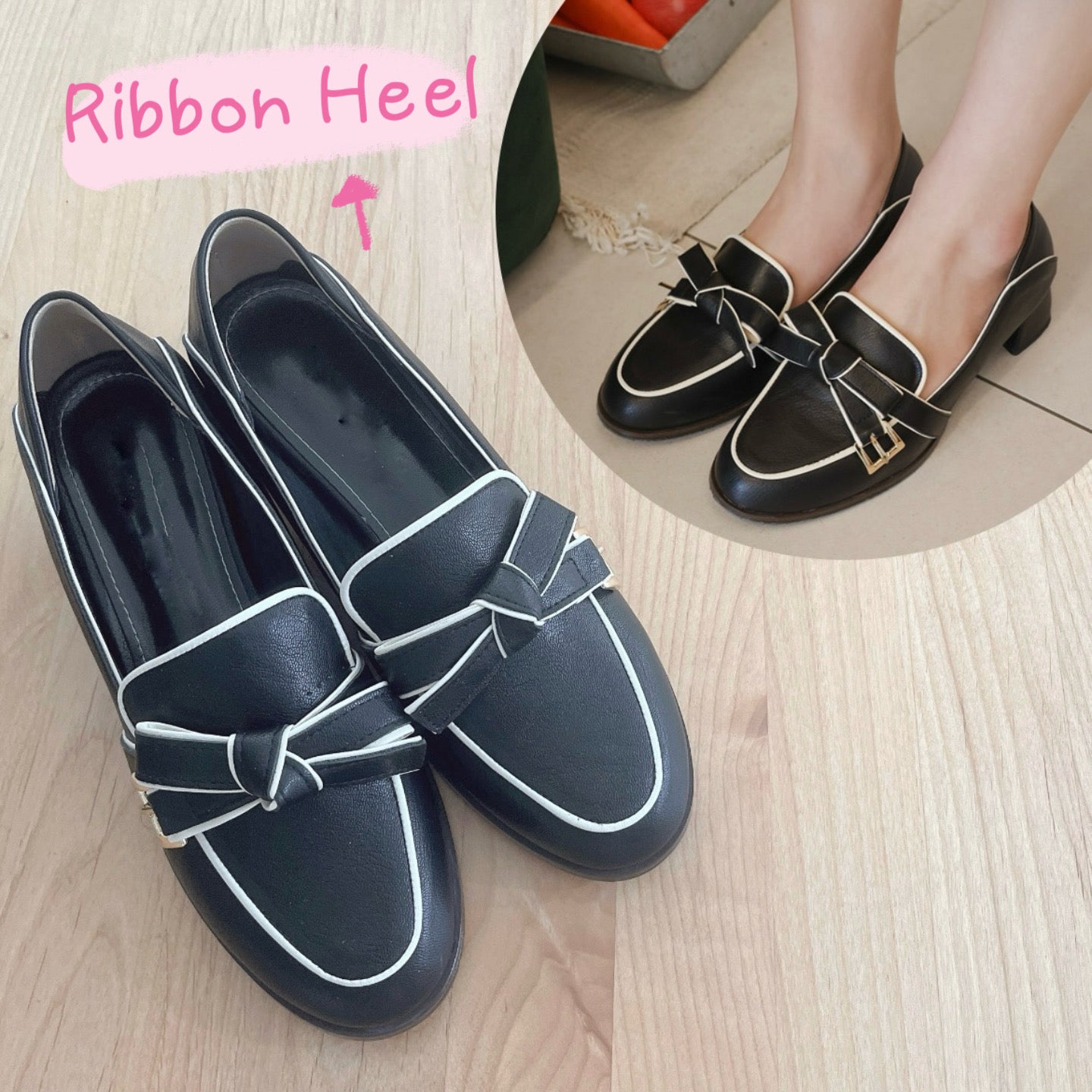 24YR2101 Ribbon Heel Shoes 5cm