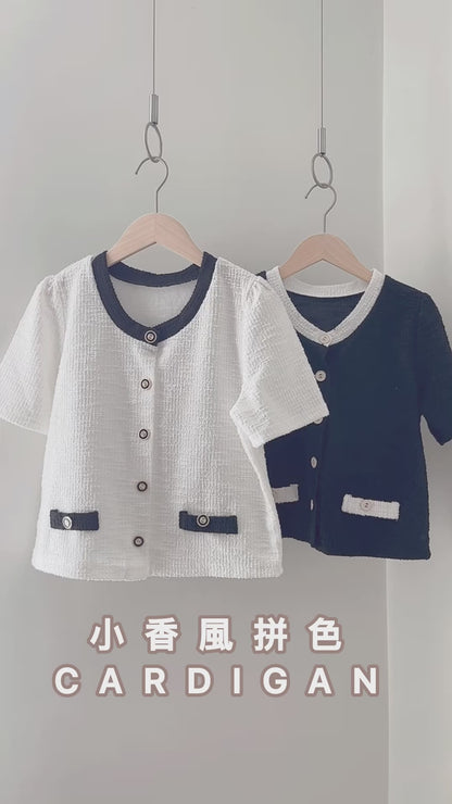 24YR1413 小香風拼色Cardigan